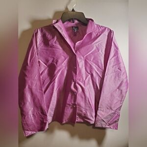 Eileen Fisher 100% Silk Pink/Purple Button-Up Shirt